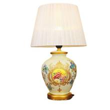 Novidade lâmpada de mesa vintage pintada à mão tecido cerâmico chinês led e27 para decoração de casamento sala de estar dia 28 * h51cm 1621 2024 - compre barato
