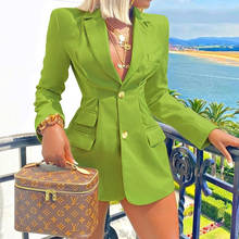Blazer verde para Mujer, chaqueta femenina de otoño, 2021 2024 - compra barato