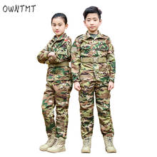 Военная униформа для детей, Детский Камуфляжный Тактический Костюм для подростков, армейский солдат, страйкбол, боевая рубашка, брюки 2024 - купить недорого