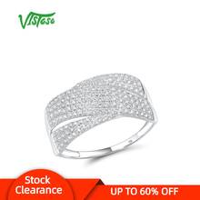 VISTOSO Gold Rings For Women Genuine 9K 375 White Gold Ring Sparkling White CZ Promise Band Rings  Anniversary Fine Jewelry 2024 - buy cheap