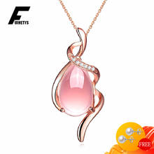 Fashion Necklace for Women 925 Silver Jewelry with Rose Quartz Zircon Gemstone Pendant Rose Gold Accessories Wedding Engagement 2024 - buy cheap