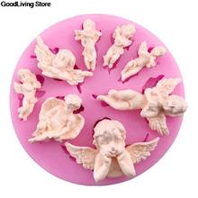 Molde de silicone rosa do anjo para bebê, molde para doce e chocolate, ferramentas de decoração de bolo com fondant, moldes de confeitaria, 1 peça 2024 - compre barato