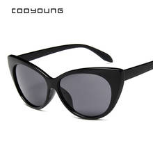 Солнцезащитные очки в чёрной оправе UV400 женские, брендовые дизайнерские винтажные очки «кошачий глаз», с защитой от ультрафиолета 2024 - купить недорого