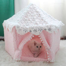 Sweet Fleece Cat Teepee for Dogs Foldable Comfy Pink Pet House Kennel Portable Light Kitten Tent Igloo Sleeping Mat Cave Product 2024 - buy cheap