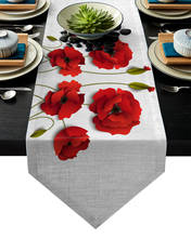Red Poppy Flower Table Runner Party Wedding Champagne Decoration Table Runners Dining Room Restaurant Table Gadget 2024 - buy cheap