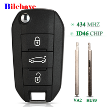 Bilchave 3 Buttons For Peugeot 208 2008 301 308 5008 508 Citroen C4L Cactus Hella Remote Car Key 434Mhz ID46 Chip VA2 HU83 Blade 2024 - buy cheap