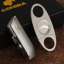 COHIBA 3 Jet Torch Flame Cigar Lighter Sharp Cigars Cutter Set Metal Lighters Stainless Cutters Portable Gadgets W/ Cigars Punch 2024 - buy cheap