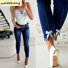 New Woman Fashion Jeans High Waist Straight Pants Women Streetwear Pearl Lace Stitching Jeans Skinny Pencil Denim Trousers 200 2024 - buy cheap