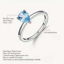 Женское кольцо с натуральным голубым топазом, классическое ювелирное изделие из серебра 925 пробы с натуральным голубым топазом 1,31 карата 2024 - купить недорого
