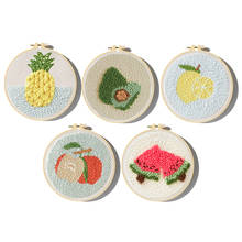 Cartoon Fruit Punch Needle Starter Kits Soft Yarn Punch Needle Embroidery Kit Easy Beginner Embroidery Kit Magic Stitch Home 2024 - buy cheap