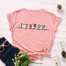 Women Short Sleeve Cotton T-Shirts Graphic Tees Summer Tee Tops for Female Casual Cute Cats Printed  Clothes Streetwear 2024 - buy cheap