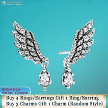 Ahthen 925 Sterling Silver Earring Dangling Angel Wing Stud Earrings Cubic Zirconia Statement Stud Earrings Women Earrings Gift 2024 - buy cheap