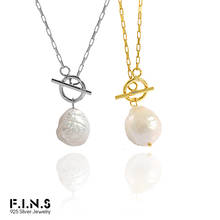 F.I.N.S корейское ожерелье из стерлингового серебра S925 пробы Инс 2020 необычное барочное пресноводное жемчужное круглое ожерелье ювелирные изделия 2024 - купить недорого