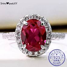Shipei Classic 925 Sterling Silver Oval 5*7MM Ruby Created Moissanite Gemstone Wedding Engagement Women Ring Fine Jewelry Gifts 2024 - buy cheap