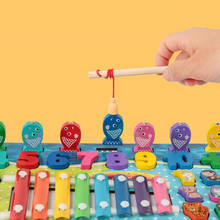 Для детей 5 в 1 многоцелевой игрушки ксилофон рыбной ловли ЦИФРОВОЙ головоломки фруктов и животных; 3D головоломки игрушки для малышей 2024 - купить недорого
