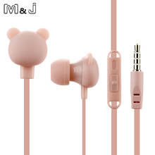 M&J Cartoon Cute Earphone 3.5mm In Ear Wired Headset With Mic Remote Bear  For iPhone Samsung Huawei xiaomi Birthday Gift 2024 - buy cheap