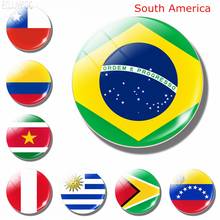 South American National Flag 30MM Glass Fridge Magnets Brazil Colombia Peru Chile Ecuador Uruguay Magnetic Refrigerator Stickers 2024 - buy cheap