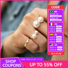 Fashion Pearl Ring Fashion U-shaped Opening Adjustable Gold color Ring For Women New jewelry 2024 - buy cheap