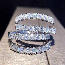 2020 Новое серебряное кольцо простого цвета с блестящим циркониевым камнем для женщин, обручальное модное ювелирное изделие 925 пробы 2024 - купить недорого