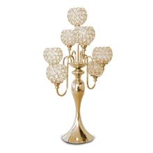 Candelabro de Metal de 7 cabezas, candelabro de boda, centro de mesa de oro y plata, 69cm x 35cm de ancho 2024 - compra barato