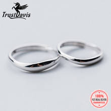 Trustdavis-anillo ajustable Irregular minimalista para hombre y mujer, de Plata de Ley 925 auténtica, joyería de boda DA1113 2024 - compra barato