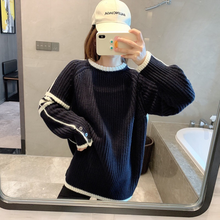 Luxury Women Sweaters Luxury Winter Korean Style Thick Knit Pullover Loose Sweaters Casual Stripes High End Colorblock Tops 2024 - buy cheap