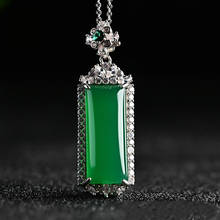 Natural Green Chalcedony Hand Carved Ping'an Brand Pendant  Jewelry Men's and Women's Green Agate 925 Silver Inlaid Necklace 2024 - buy cheap