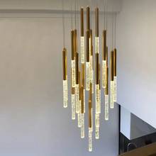 Modern drops crystal staircase chandelier lighting luxury led hanging lamps for living room gold corridor cristal light fixtures 2024 - buy cheap