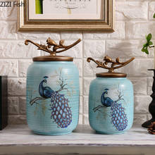 Classical Ceramic Storage Jar Vintage Home Decor Peacock Painted Decorative Vases Floral Arrangement Retro Glaze Porcelain 2024 - buy cheap