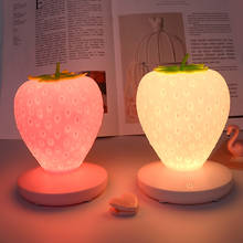 Lámpara de fruta pequeña fresa, luz LED de noche para comedor, cafetería, Bar, decoración, carga USB, iluminación regulable, regalo de Navidad 2024 - compra barato
