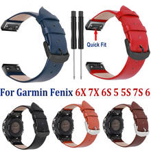 Pulseira de couro para relógio garmin fenix, 6x/fenix 6s, bracelete de liberação rápida, para relógio 2024 - compre barato