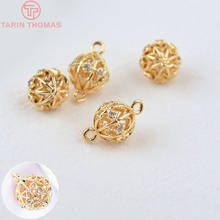 6 uds. De abalorios redondos de circón de latón, 9x14MM, 24K, Color dorado, accesorios de joyería Diy de alta calidad 2024 - compra barato