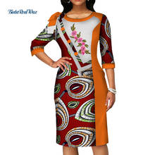 Vestidos para As Mulheres Bazin Riche africano Wax Imprimir Patchwork Vestidos de Babados Vestidos de Manga Roupas de Estilo Africano Dashiki WY4770 2024 - compre barato
