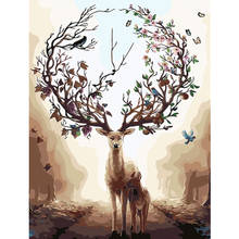 Painting By Numbers DIY Dropshipping 40x50 50x65cm The four seasons deer Animal Handmade Gift For Adult Unique Gift Home Decor 2024 - buy cheap