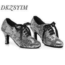 DKZSYIM Lace-Up Latin Dance Shoes Women/Ladies Professional Modern/Tango Dance Shoes Close Toes Leather Ballroom Dancing Shoes 2024 - buy cheap
