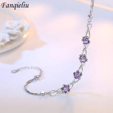 Fanqieliu S925 Stamp Zircon Flower Charm Bracelet For Women Luxury Jewelry Girl Gift New Trendy FQL22147 2024 - buy cheap