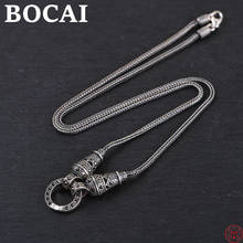 BOCAI-collar de plata de ley S925 con hebilla, collar de cola de lino Thai, Retro, suéter para mujer, cadena para el cuello, joyería para mujer 2024 - compra barato