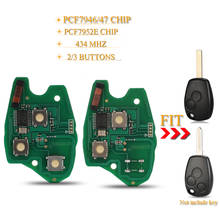 Kutery placa de circuito da chave do carro, 10 unidades 2/3 botões remoto 434mhz pcf7952e 4a, para renault clio scenic kangoo megane 2024 - compre barato