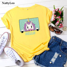 Lovely Unicorn Print T-shirt Women T Shirt Harajuku Summer TShirt Women O Neck Short Sleeve Tees 100%Cotton White Tops Kawaii 2024 - buy cheap