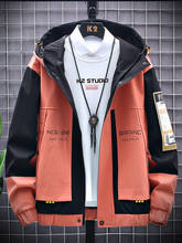 Spring Autumn Plus Size Men's Jacket Hooded Windbreaker Coats Fashion Letter Printed Patchwork Outwear Casual Jackets 8XL 2024 - купить недорого