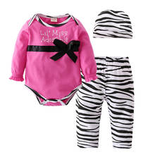 New 2021 Autumn Baby Girl Clothes Newborn Baby Girl Romper Tops+Leopard Pants+Hat 3 Pcs Outfits Set  Infant Clothing Set 2024 - buy cheap