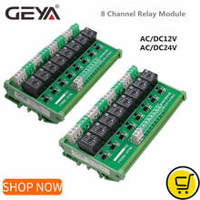 GEYA-Módulo de relé de interfaz de 8 canales, 12VACDC, 24VACDC, montaje de Panel DIN para placa PLC de automatización 2024 - compra barato