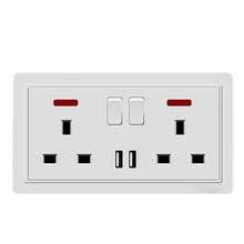 Sacguye tomada de parede embutida usb, branca do ru, 146mm * mm, luz de led, 86, soquete universal poroso internacional com usb duplo 2024 - compre barato