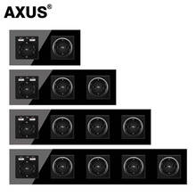 AXUS EU German Standard 16A Crystal Glass Panel Wall Socket Power Outlet Electrical Plug With Usb Double usb Outlet Ac100-250V 2024 - buy cheap