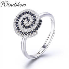 Funny 925 Sterling Silver Whirl Ring White & Black CZ Rotatable Rings For Women Finger Jewelry Anillos Bague Argent Aneis Anillo 2024 - buy cheap