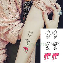 Pegatina de tatuaje temporal a prueba de agua, tatuaje de ballena rosa, tatuaje Flash, tatuajes falsos, mano, pierna, brazo para niños, hombres, mujeres y niños 2024 - compra barato
