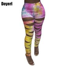 Tie Dye High Waist Skinny Pencil Pants Women Trousers Summer Stretch Slim Hollow Out Bandage Pants Leggings Club Sexy Pants 2022 2024 - buy cheap