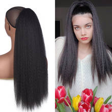 Leeons-coleta recta y rizada para mujer, extensiones de cabello Afro Yaki sintético de alta calidad con cordón, pelo largo de 22 pulgadas 2024 - compra barato
