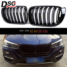 Gloss Black Kidney Grille for BMW F25 LCI F26 X3 X4 2014 - 2018 2-Slat Type Perfect Fitment Replacement ABS Plastics Grills 2024 - buy cheap