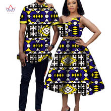 Bintarealwax African Print Clothes for Couple Dashiki Elegant Lady Party Dresses and Men Shirts Cotton African Clothing WYQ698 2024 - buy cheap